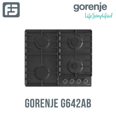 Ներկառուցվող գազօջախ GORENJE G642AB Էմալ, չուգուն, (Գազ/էլ) 4-0, 60x50 սմ