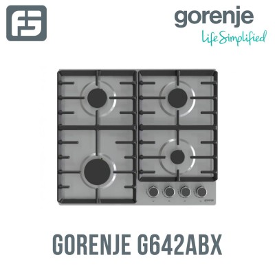 Ներկառուցվող գազօջախ GORENJE G642ABX չժանգոտվող պողպատ, չուգուն, (Գազ/էլ) 4-0, 60x50 սմ
