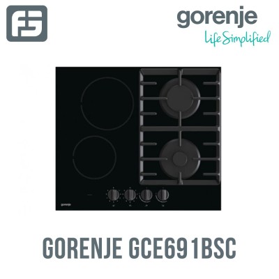 Ներկառուցվող գազօջախ GORENJE GCE691BSC կերամիկա, չուգուն, (Գազ/էլ) 2-2, 60x50 սմ
