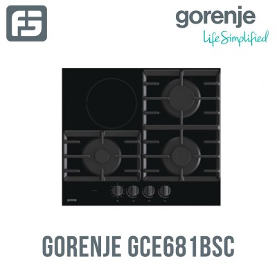 Ներկառուցվող գազօջախ կերամիկական GORENJE GCE681BSC ինդուկցիոն, չուգուն, (Գազ/էլ) 3-1, 60x50 սմ